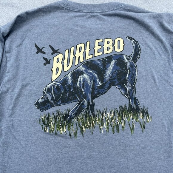BURLEBO Long Sleeve T Shirt Mens Medium Crew Neck Duck Dog Lab Hunt Outdoors - Picture 5 of 5